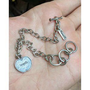 PLANETjill Planet Jill Sterling 925 Bracelet w/ Apple "Teach" Charm Teacher Gift
